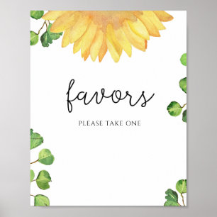Watercolor sunflower favours please take one  poster