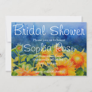 Watercolor sunflower fields bridal shower  invitation