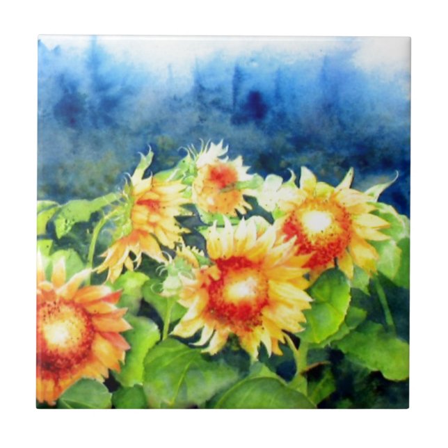 Watercolor Sunflower Fields  Tile (Front)