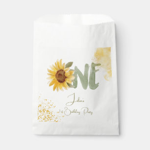Watercolor sunflower first Birthday Favour Bag