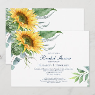 Watercolor Sunflower Floral Bridal Shower  Invitation