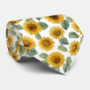 Watercolor Sunflower Floral Pattern Tie