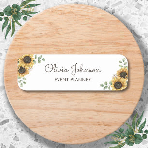 Watercolor Sunflower Floral Personalized Name Tag