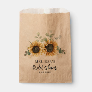 Watercolor Sunflower Floral Script Bridal Shower Favour Bag