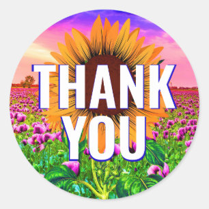 Watercolor Sunflower - Floral Thank You Sticker