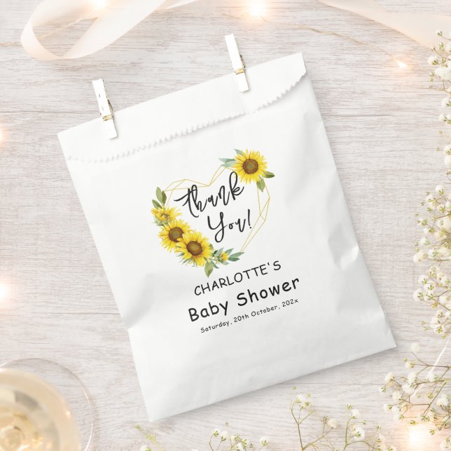 Watercolor Sunflower Frame Baby Shower Favour Bag (Clipped)