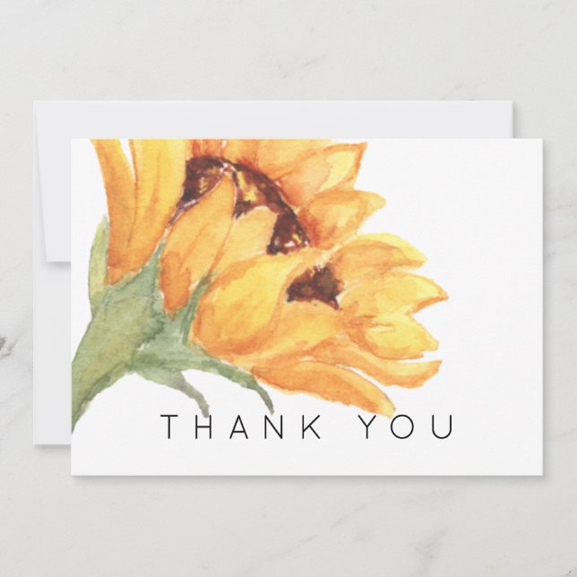 Watercolor Sunflower Funeral Thank You (Front)