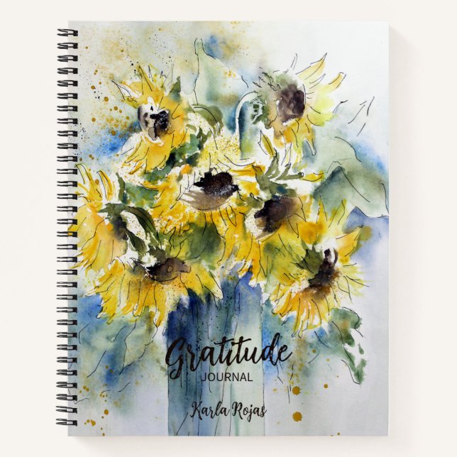 Watercolor Sunflower Gratitude Journal (Front)