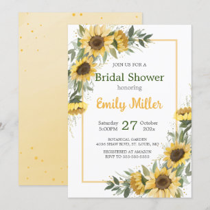 Watercolor Sunflower Greenery Bridal Shower Invitation