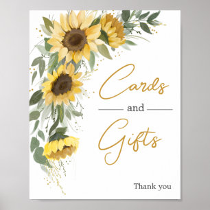 Watercolor Sunflower Greenery Cards and Gifts Poster