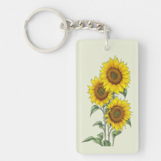 Watercolor Sunflower  Keychain