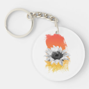 Watercolor Sunflower  Keychain