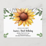 Watercolor Sunflower Kid Birthday Party Invitation<br><div class="desc">Perfect for spring and summer parties. The Sunflower artwork was hand drawn and painted with watercolors. Background leaves were hand drawn and digitally coloured. Sweet and slightly rustic sunflower design. Easy to use template. Artwork by Valarie Wade.</div>