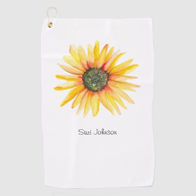 Watercolor Sunflower Ladies Golf Towel (Front)
