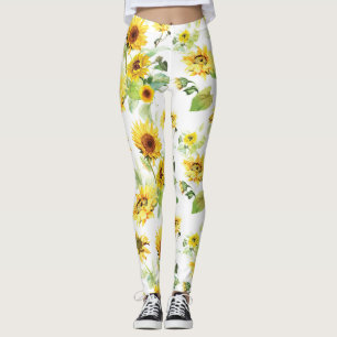 Watercolor Sunflower Leggings