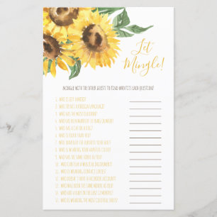 Watercolor Sunflower Let's Mingle! Game