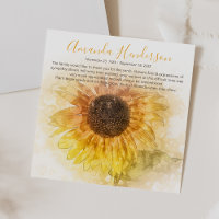 Watercolor Sunflower Memorial Favour Seed Packet