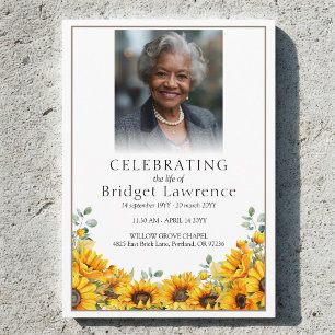 Watercolor Sunflower Memorial Service Funeral Program