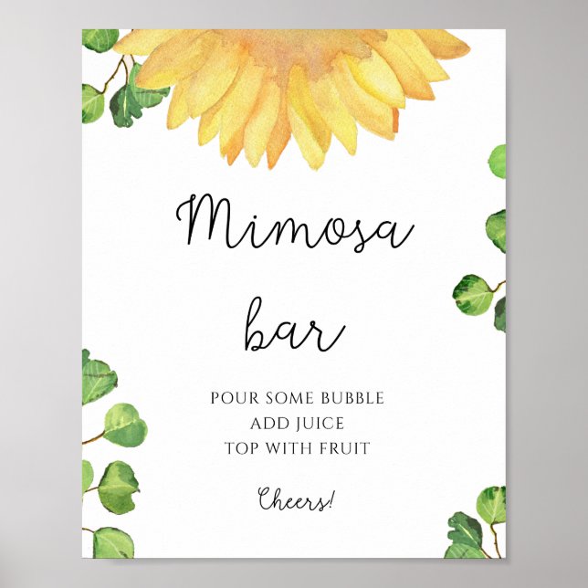 Watercolor sunflower mimosa bar  poster (Front)