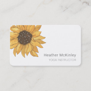Watercolor Sunflower Minimal Business Card
