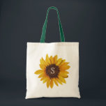 Watercolor Sunflower Monogram Tote Bag<br><div class="desc">Floral tote bag design features a beautiful painted sunflower image. Click the customize button for more flexibility with moving/scaling the images and modifying the text! Variations of this design, additional colours, as well as coordinating products are available in our shop, zazzle.com/doodlelulu*. Contact us if you need this design applied to...</div>