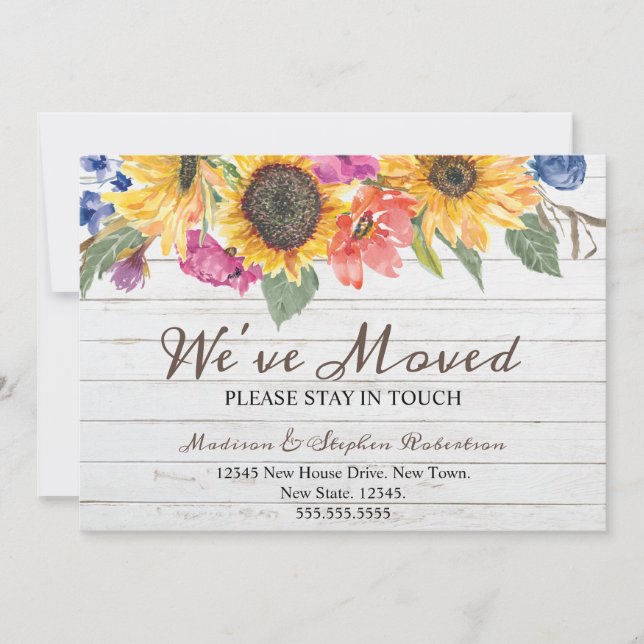 Watercolor Sunflower Moving  | Change of Address Announcement (Front)