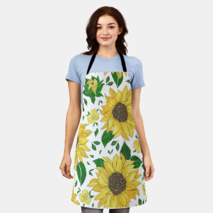 Watercolor Sunflower Pattern Apron