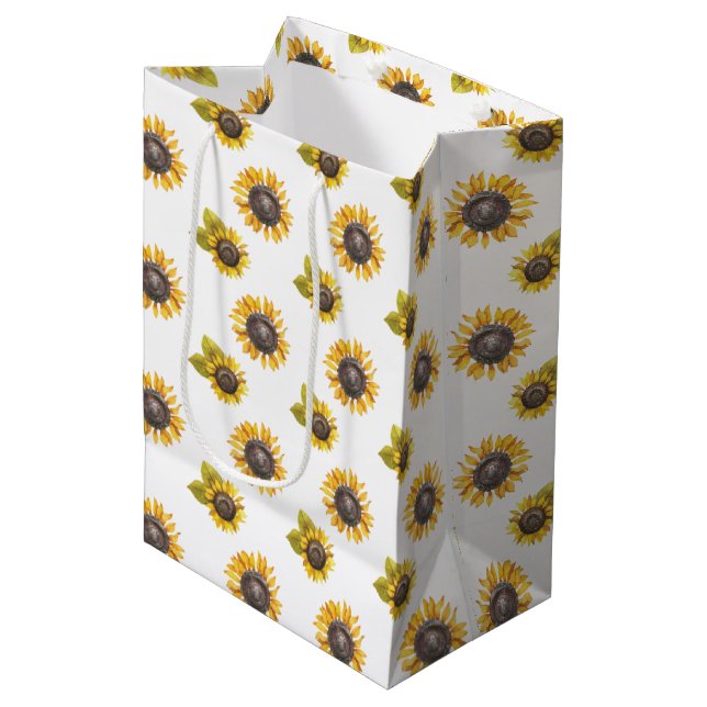 Watercolor Sunflower Pattern Gift Bag (Front Angled)