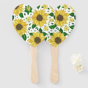 Watercolor Sunflower Pattern Hand Fan
