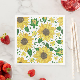 Watercolor Sunflower Pattern  Napkin