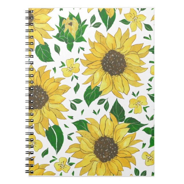 Watercolor Sunflower Pattern  Notebook (Front)