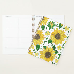 Watercolor Sunflower Pattern Planner