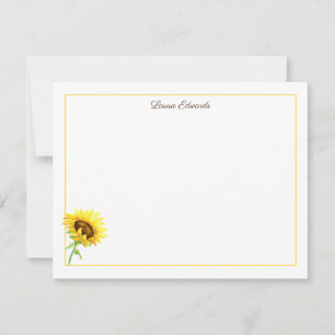Watercolor Sunflower Personalized Card
