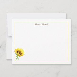 Watercolor Sunflower Personalized Card