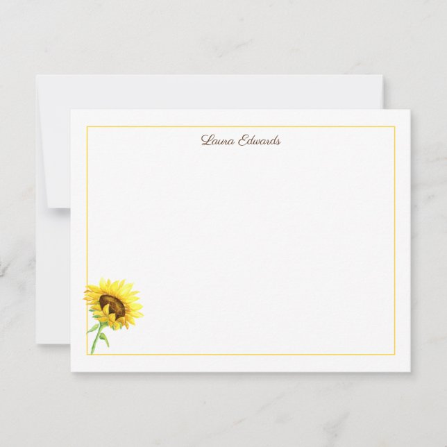 Watercolor Sunflower Personalized Card (Front)