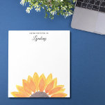 Watercolor Sunflower Personalized  Notepad<br><div class="desc">This beautiful sunflower notepad features a hand-painted yellow watercolor sunflower. Easily change the font style and colour to personalize just for you.
Original Watercolor © Michele Davies.</div>