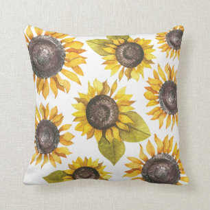 Watercolor Sunflower Pillow