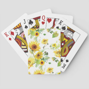 Watercolor Sunflower Playing Cards