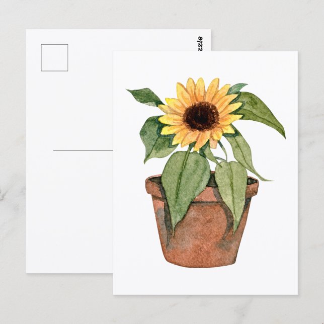 Watercolor Sunflower Postcard (Front/Back)