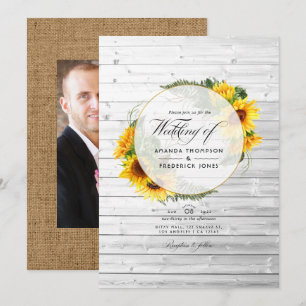 Watercolor Sunflower Rustic Country Barn Wedding I Invitation