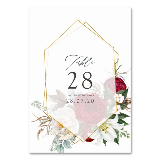 Watercolor Sunflower Rustic Geometric Wedding Table Number (Front)