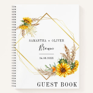 Watercolor Sunflower Rustic Mariage Livre d'invité