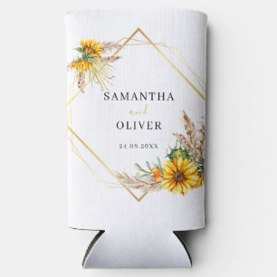  Watercolor Sunflower Rustic Wedding  Seltzer Can Cooler