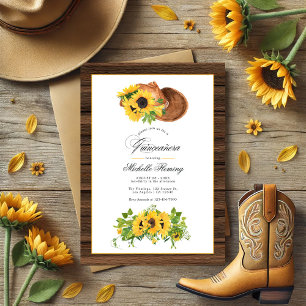 Watercolor Sunflower Rustic Western Quinceañera Invitation