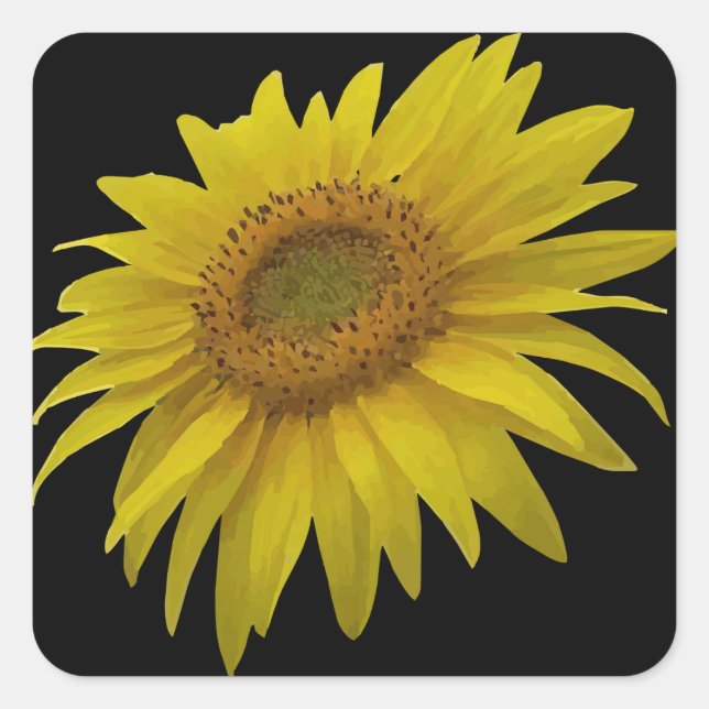 Watercolor sunflower square sticker (Front)