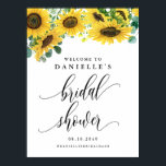 Watercolor Sunflower Summer Bridal Shower Welcome Poster<br><div class="desc">Welcome guests to your event with this customizable bridal shower welcome sign. It features watercolour garland of sunflowers and eucalyptus leaves. Personalize by adding your own detail.s This sunflower bridal shower sign is perfect for summer bridal showers and fall bridal showers.</div>
