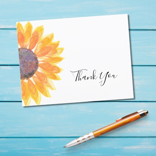 Watercolor Sunflower Thank You Postcard (Creator Uploaded)
