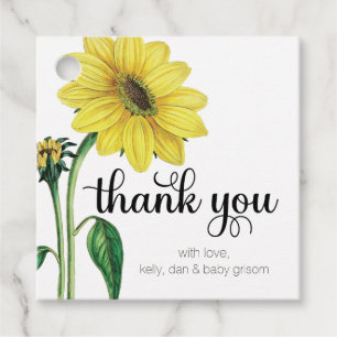 Watercolor Sunflower Thank You Sticker Favour Tags