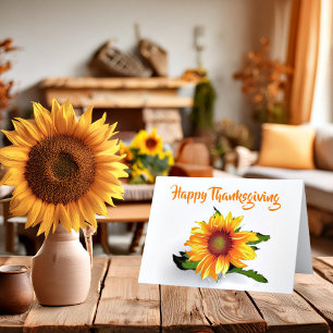 Watercolor sunflower Thanksgiving   card