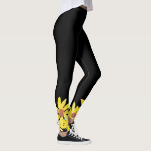 Watercolor Sunflower Vibrant Yellow Hand Painted   Leggings